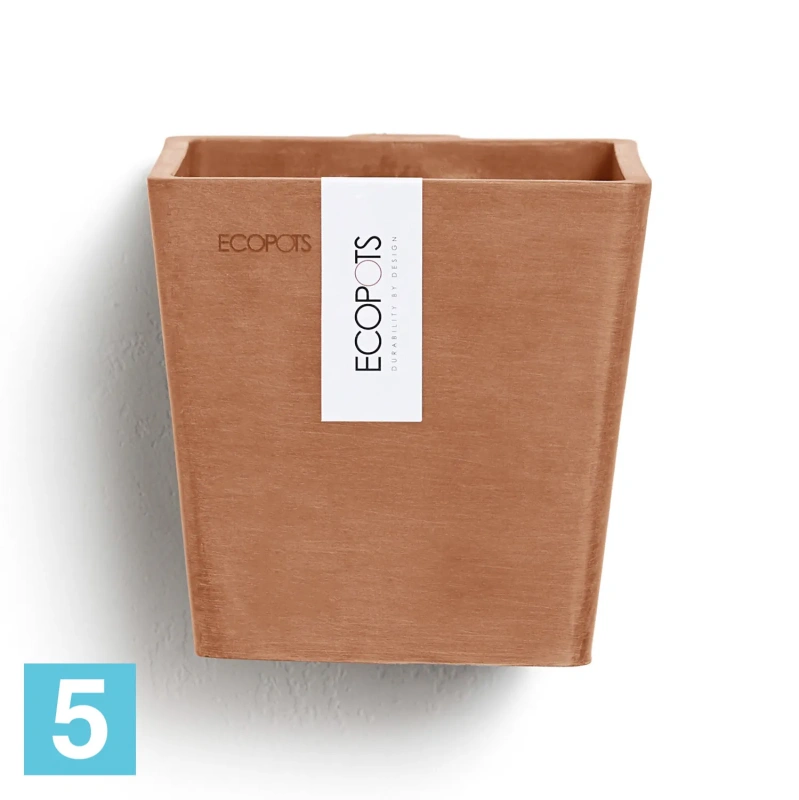 Кашпо настенное Ecopots Manhattan S, терракотовое 15-l, 15-w, 15-h