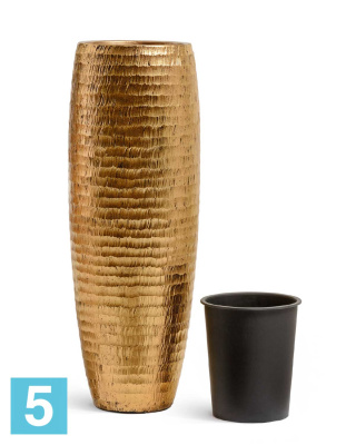 Кашпо с автополивом TREEZ Effectory Metal Высокая Design-ваза, чеканное золото 35-d, 97-h в #REGION_NAME_DECLINE_PP#