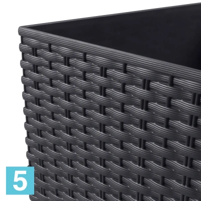 Высокое кашпо Prosperplast RATO SQUARE, антрацит 40-l, 40-w, 75-h