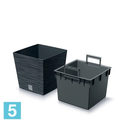 Кашпо Prosperplast FURU Square Low, бетон 29,5-l, 29,5-w, 29-h