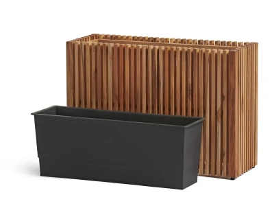 Кашпо TREEZ Effectory Timberline Низкий узкий дивайдер, тёмное дерево 73-l, 27-w, 50-h