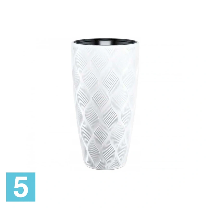 Кашпо FORM-PLASTIC Flow Slim, белое 30-d, 48-h