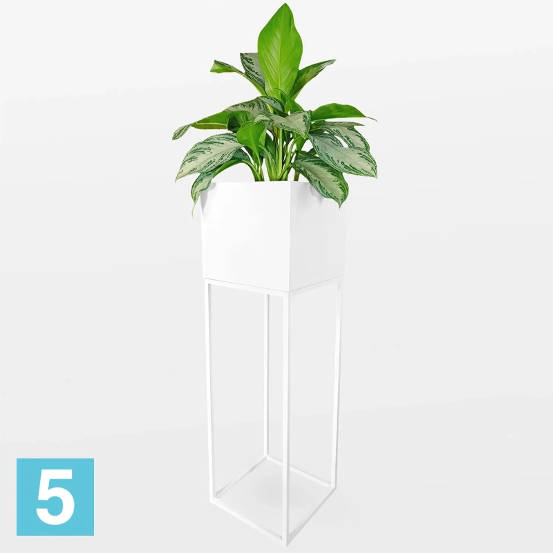 Кашпо на подставке КУБО ДЕ МАДЕРА 30-l, 30-w, 105-h, белое