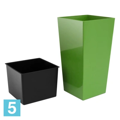 Высокое кашпо Prosperplast URBI SQUARE, оливковое 27-l, 27-w, 50-h