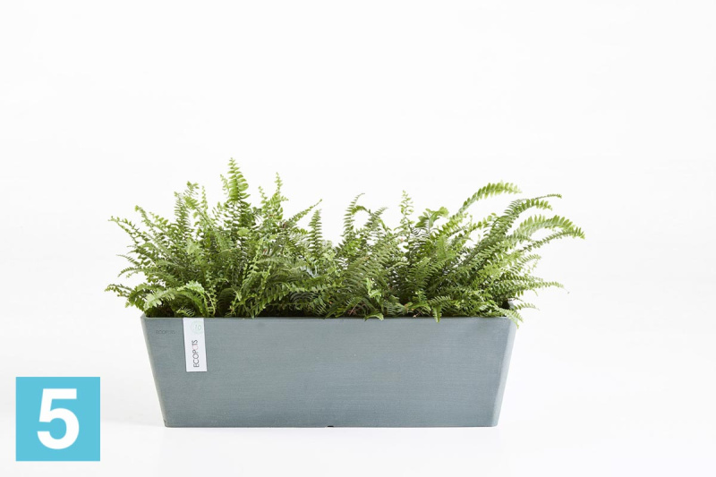 Прямоугольное кашпо Ecopots Bruges с креплением, серо-голубое 55-l, 20-w, 21-h