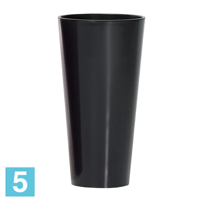 Высокое кашпо Prosperplast TUBUS SLIM SHINE, антрацит 40-d, 76-h