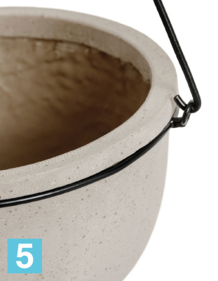 Кашпо TREEZ Effectory Beton Полусфера подвесная, белый песок 21-d, 12-h