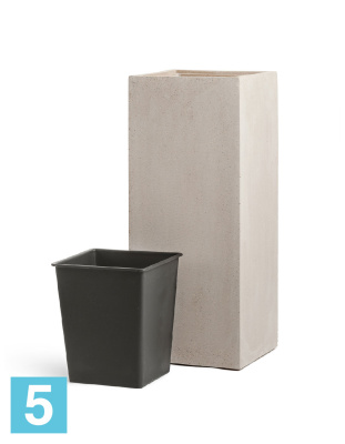 Кашпо с автополивом TREEZ Effectory Beton Высокий куб, белый песок 31-l, 31-w, 75-h