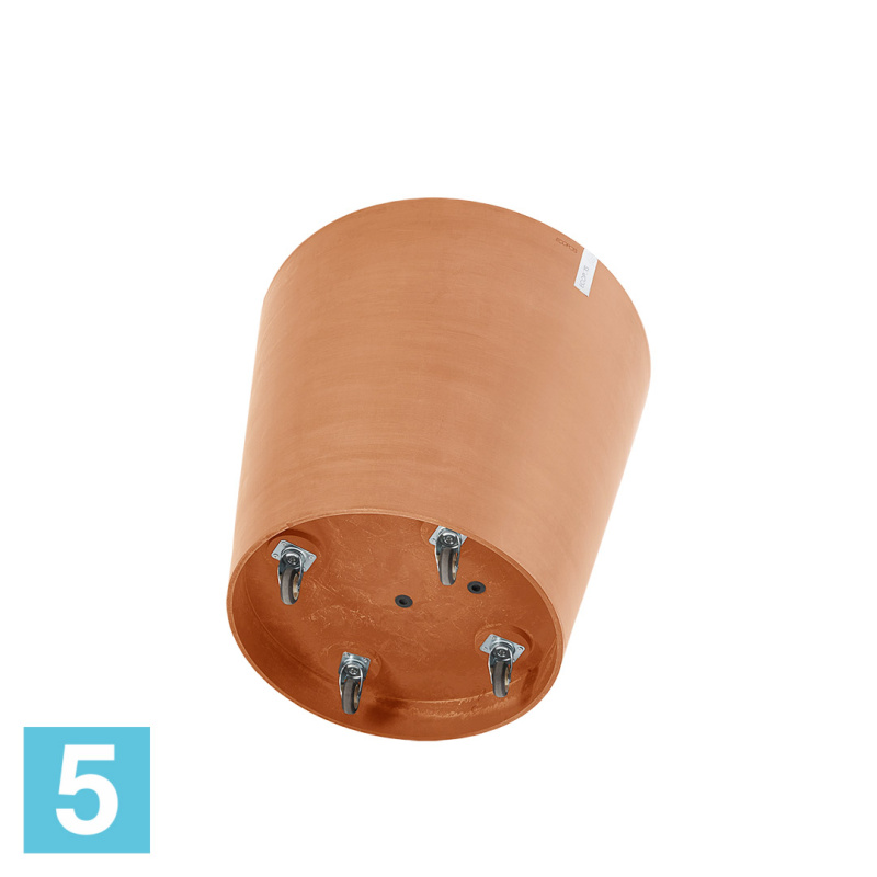 Большое кашпо на колёсиках Ecopots Amsterdam, терракотовое 80-d, 72-h