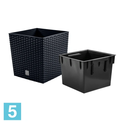 Напольное кашпо Prosperplast RATO LOW, антрацит 32-l, 32-w, 33-h