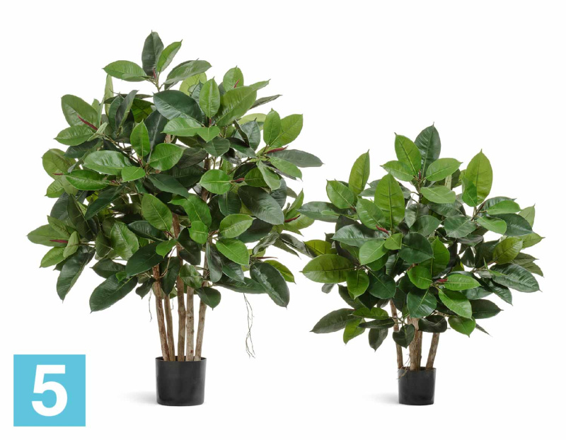 Фикус Эластика куст искусственный TREEZ Collection зелёный большой 120h