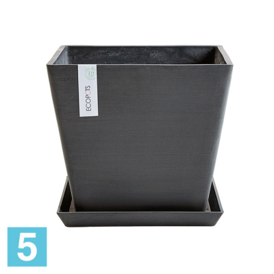 Кашпо с автополивом Ecopots Rotterdam, антрацит 50-l, 50-w, 44-h
