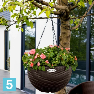 Подвесное кашпо Ola Dom Rattan, коричневое 34-d, 20,9-h