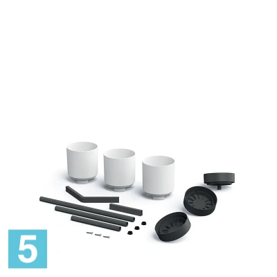 Кашпо на металлической подставке Prosperplast Bloomie Stand, белое 54-l, 49-w, 80,5-h