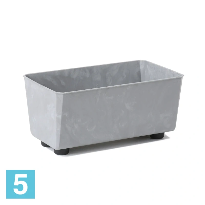 Кашпо на ножках Lamela Saga Eco Recycled, серый бетон 37,5-l, 17-w, 14-h