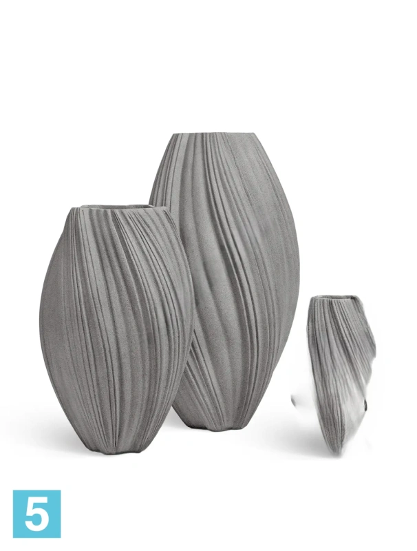 Кашпо TREEZ Effectory Dune Высокая Design-ваза, дымчато-серый песок 60-d, 105-h