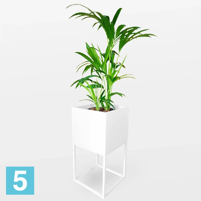 Кашпо на подставке КУБО ДЕ МАДЕРА 30-l, 30-w, 65-h, белое