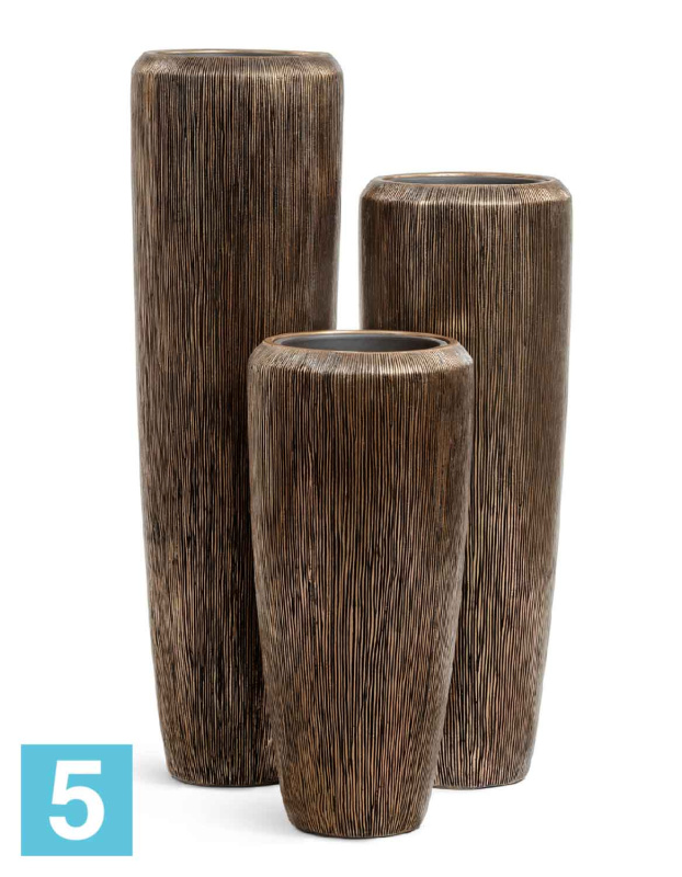 Кашпо с автополивом TREEZ Effectory Wow, Высокий конус Design, тёмное матовое золото 34-d, 75-h
