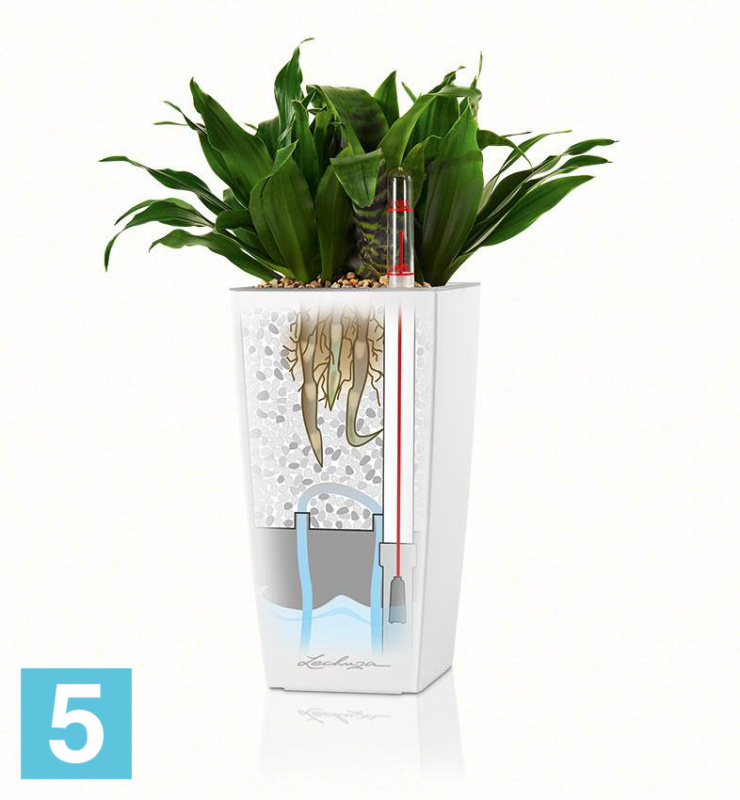 Lechuza Mini Cubi кашпо, белое 9-l, 9-w, 18-h