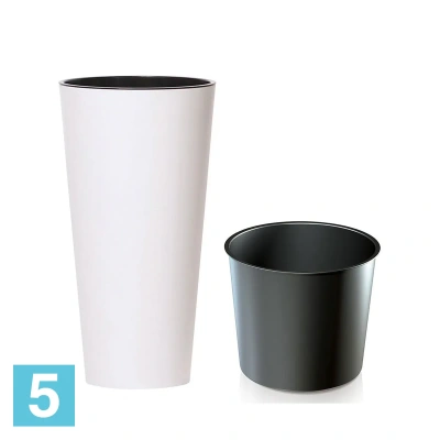 Высокое кашпо Prosperplast TUBUS SLIM, белое 20-d, 38-h