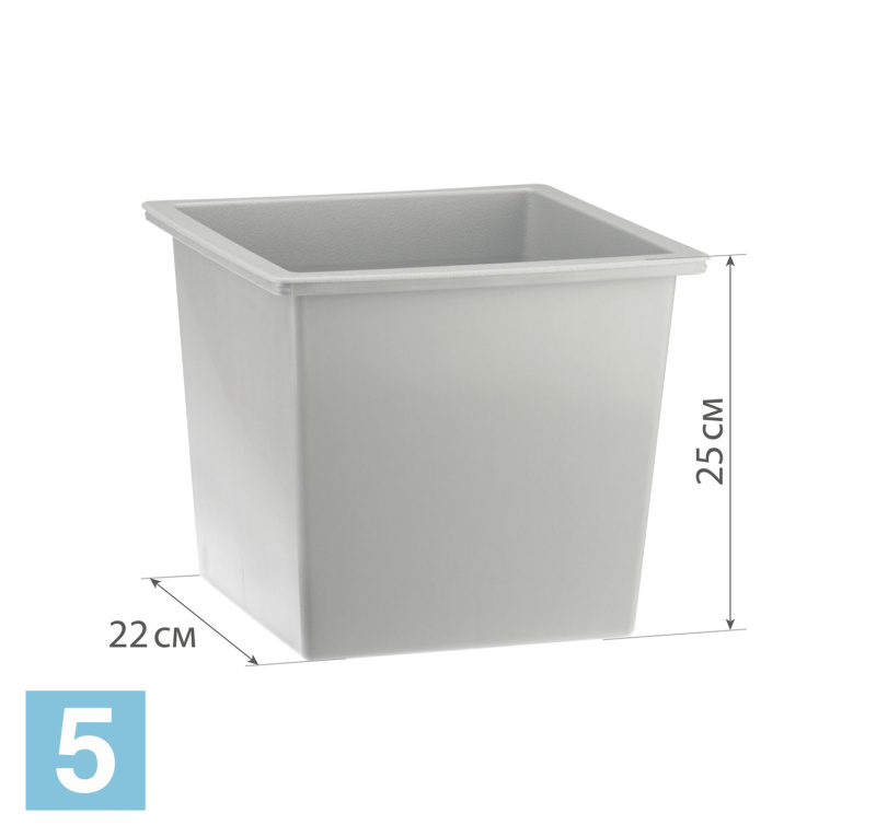 Кашпо IDEA ТУБУС квадратное, графитовое 30-l, 30-w, 44-h