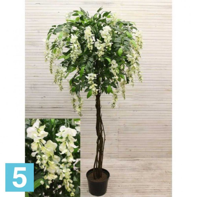 Глициния искусственная Alseed, вистерия, молочная, h-160 см.