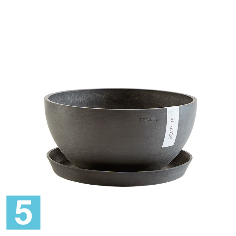 Напольное кашпо Ecopots Brussels, антрацит 35-d, 17-h