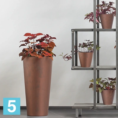 Высокое кашпо Prosperplast Tubus Slim Corten, кортен сталь 30-d, 57-h