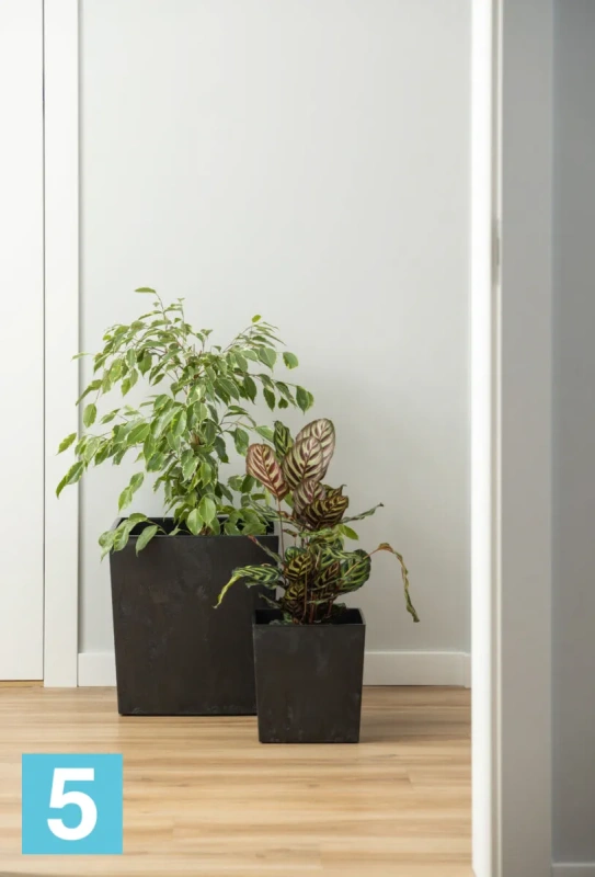 Кашпо с автополивом Lamela Juka Eco Recycled Beton, черный бетон 30-l, 30-w, 31-h