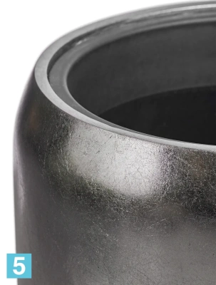 Кашпо TREEZ Effectory - Metal Высокий округлый конус, стальное серебро 43-d, 68-h