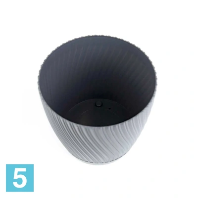 Кашпо FORM-PLASTIC Mika Eco круглое с поддоном, антрацит 22,5-d, 21-h