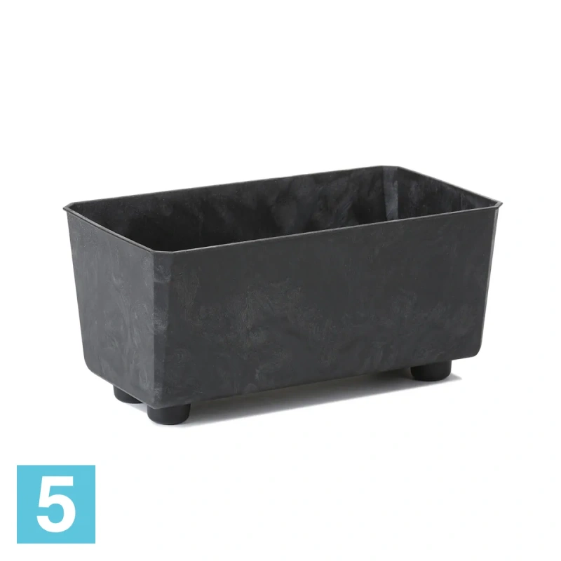 Кашпо на ножках Lamela Saga Eco Recycled, черный бетон 28,5-l, 17-w, 14-h