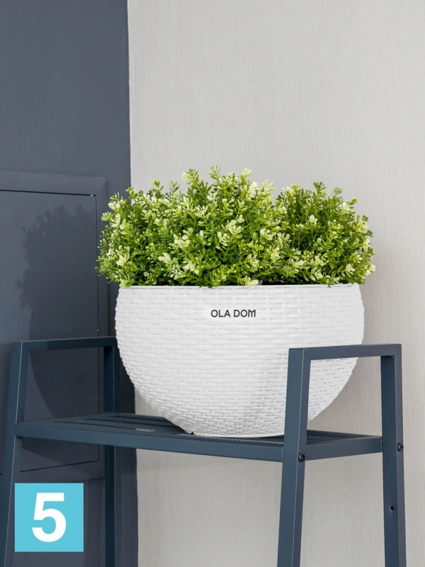 Подвесное кашпо Ola Dom Rattan, белое 34-d, 20,9-h