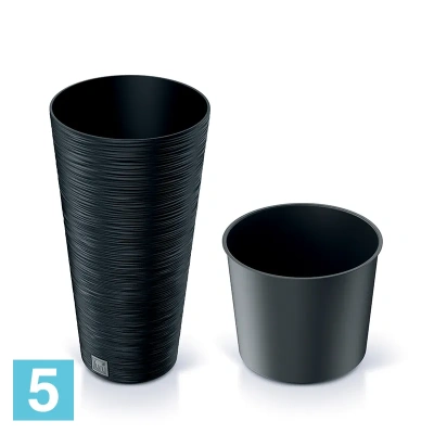 Кашпо Prosperplast FURU Slim, антрацит 25-d, 48-h