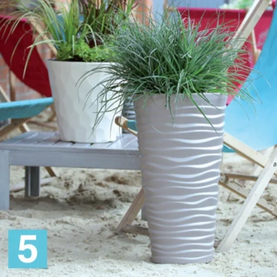 Кашпо с автополивом Prosperplast SAND SLIM, серое 39-d, 75-h