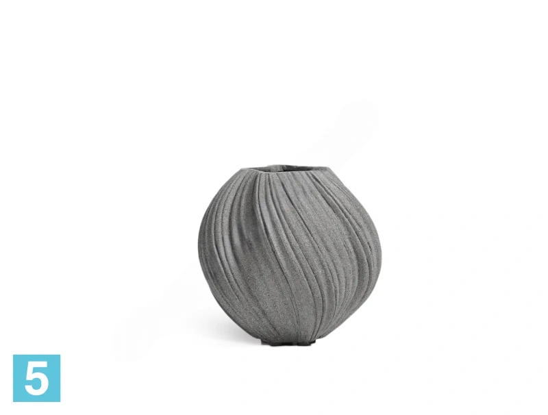Кашпо TREEZ Effectory Dune Сферическая Design-ваза, дымчато-серый песок 65-d, 60-h