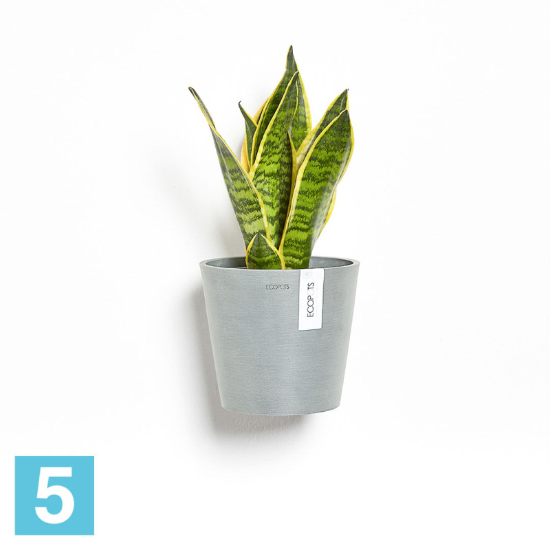 Кашпо с автополивом Ecopots Amsterdam, серо-голубое 20-d, 18-h