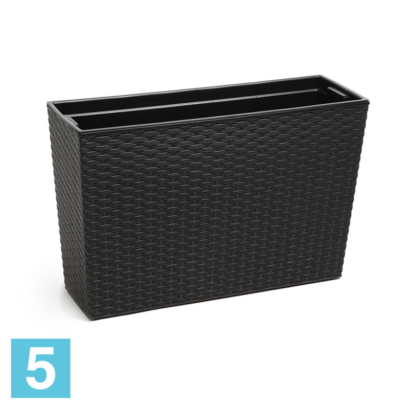 Кашпо Lamela Werbena Rattan, черное 56-l, 19-w, 36,5-h