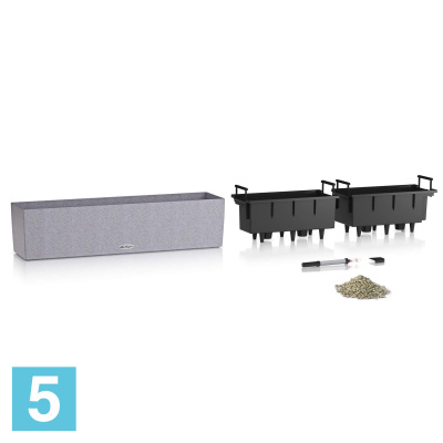 Кашпо с автополивом Lechuza Balconera Stone, серый камень 79-l, 19-w, 19-h