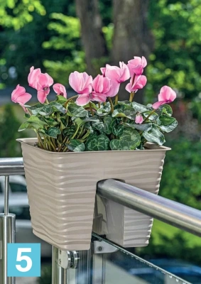 Балконное кашпо на перила FORM-PLASTIC Sahara, платина 38,9-l, 26,8-w, 20,8-h