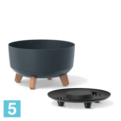 Кашпо Prosperplast GRACIA Low, антрацит 28,5-d, 17,7-h