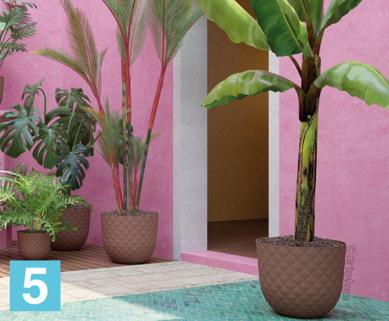 Напольное кашпо Artevasi Havana Tropical, коричневое 50-d, 42-h