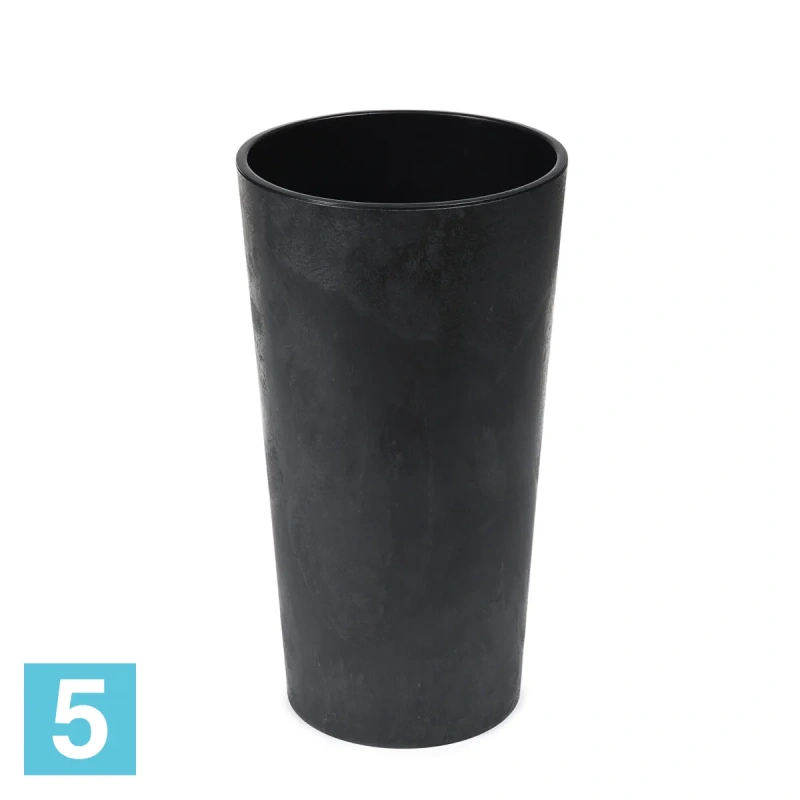 Кашпо с автополивом Lamela Lilia Eco Recycled Beton, черный бетон 30-d, 60-h