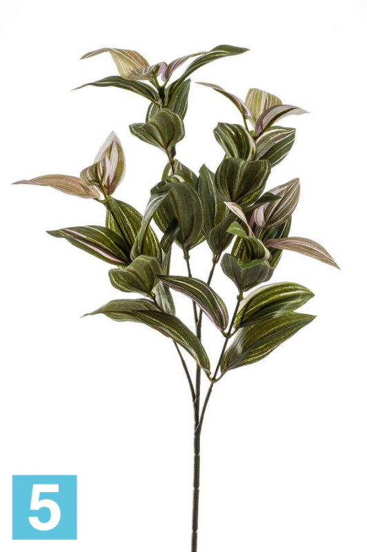 Искусственная ветка Традесканция (Tradescantia) 53h зелено-розовый (4 веточки)