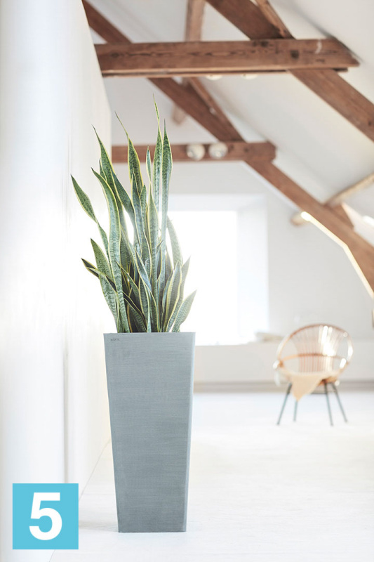 Высокое кашпо Ecopots Rotterdam-H, серо-голубое 32-l, 32-w, 70-h