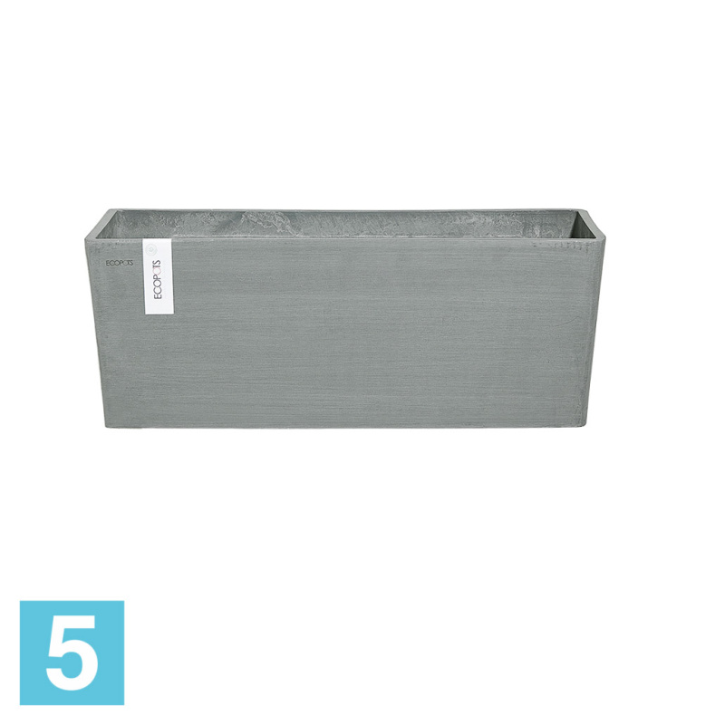 Прямоугольное кашпо Ecopots Bruges с креплением, серо-голубое 55-l, 20-w, 21-h