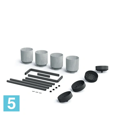 Кашпо на металлической подставке Prosperplast Bloomie Stand, бетон 125-l, 55-w, 81,5-h