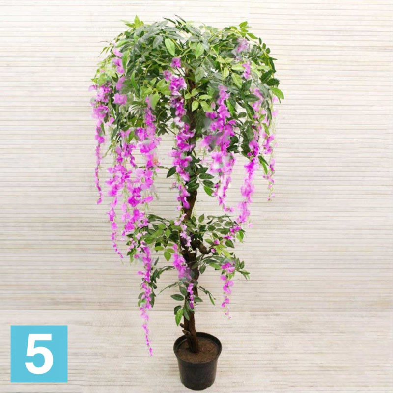 Глициния искусственная Alseed, вистерия, Королевская, малиновая, h-190  см.