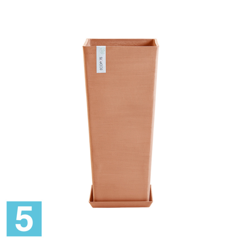 Высокое кашпо Ecopots Rotterdam-H, терракотовое 32-l, 32-w, 70-h