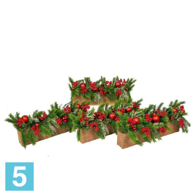 Ель с шарами искусственная Alseed, h-16 см. в кокосовом боксе 55, 5*7, 5*12